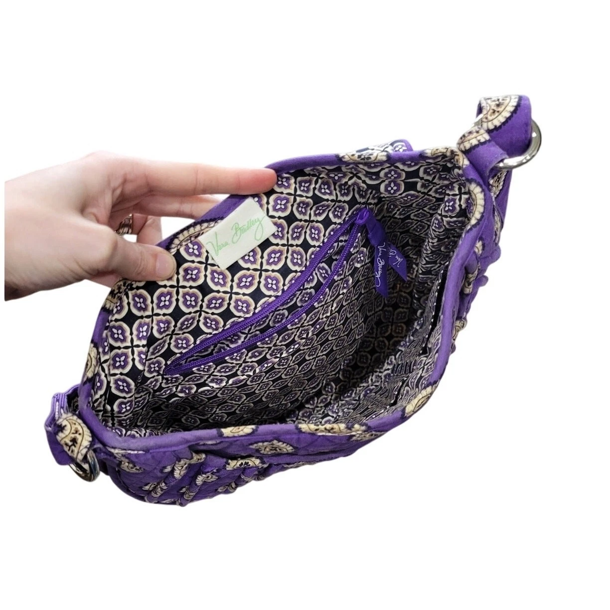 Borsa a tracolla donna Vera Bradley Saddle Up viola paisley