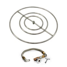 HPC Fire Round Match Light Fire Pit Kit, 30-Inch, Propane