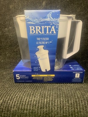 Brita Water Filter System White Pitcher 5 Cup Capacity 1 Filter