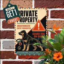 No Trespassing Dog On Premises Metal Tin Sign Security Fence Gate Plaque