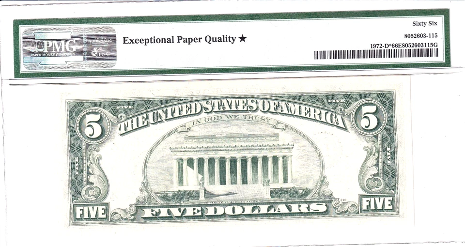 1969-C $5 FRN Cleveland **STAR** Only 480k Printed PMG 66EPQ STAR #D03530541* - Image 2 of 2