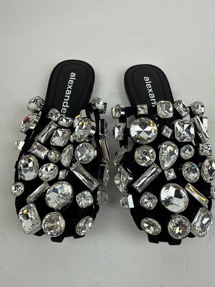 Alexander Wang Crystal Mules - Diapositivas Negras Talla 35 (US 5) Caja y Bolsa para el Polvo Foto 3 de 4