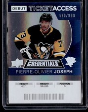 PIERRE-OLIVIER JOSEPH 2021-22 UPPER DECK CREDENTIALS 2020-21 DEBUT TICKET ACCESS