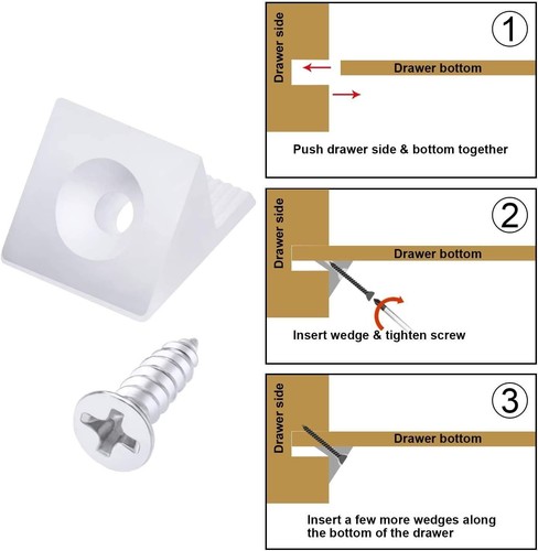 100 PCS Drawer Supports Drawer Bottom Sagging Repair Fix Mending Wedges, Drawer - Picture 3 of 7