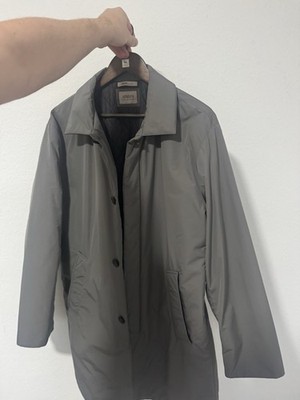 Armani Collezioni Herren Mantel Jacke grau L halblang Polyester Knopf gefüttert