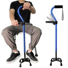 AOHHL Quad Walking Cane Foldable Adjustable Portable for Men, Women, Seniors