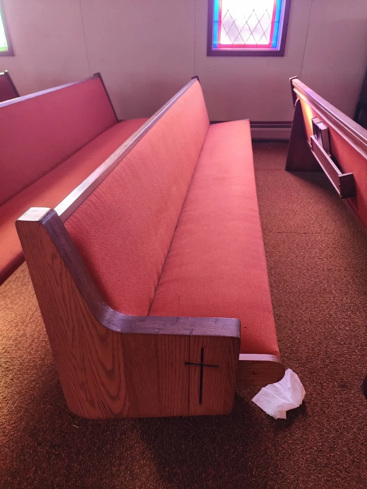 Pews de igreja de carvalho maciço,, Excelente estado usado. - Imagem 2 de 4