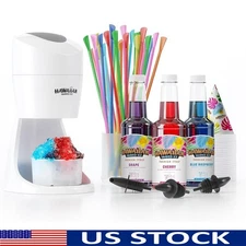 Electric Shaved Ice Machine W/ Syrup Set Slushies Snow Cones Cocktail Treats New