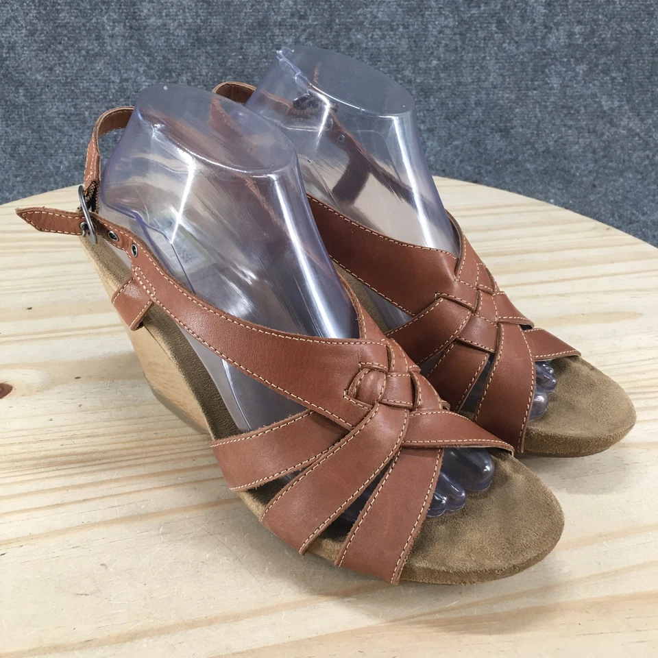 Sandálias femininas Dr Scholls 11M ajudante slingback cunha couro marrom madeira casual - Imagem 3 de 4