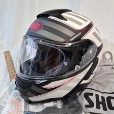 SHOEI NEOTEC II SPLICER black and white with red and color shift gray to blue XS
