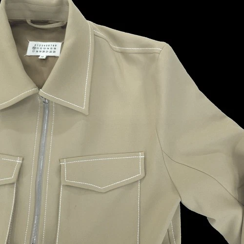 Maison Margiela Jacket Mens Large Khaki Zip Contrast Stitch Utility Made Italy image 9