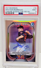Grayson Rodriguez 2021 Bowman #36 Chrome Scouts Top 100 Autograph - PSA 9 Mint