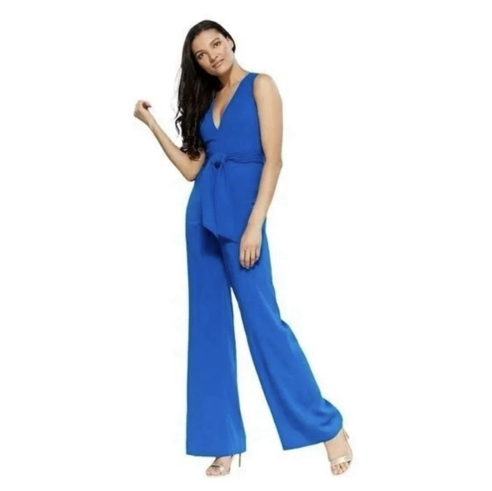 Jay Godfrey сапфир синий Kastor v-образным вырезом галстук талии комбинезон размер 4 новый с Ярлыками $398 - Изображение 2 из 4