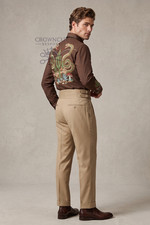 Men's Vintage Style Western Suit Embroidered Snake  Cactus Cowboy Pant Shirt