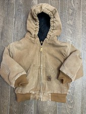Carhartt J130 Canvas Work Jacket Youth 4T Brown Quilted Chore Barn Coat Kids