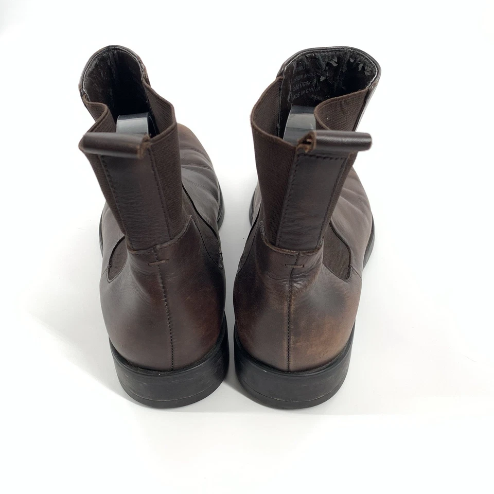 $130 Calvin Klein Collection Orion Pull On Leather Boots Size 10 Mens Dark Brown - Image 3 of 4