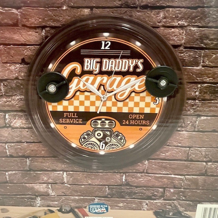 Big Daddy's Garage 12 Inch Wall Clock with LED Lights Retro 