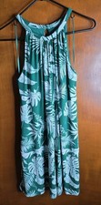 Tahari Womens Green White Tropical Palm Leaf Print Sleeveless Dress Size Med NWT