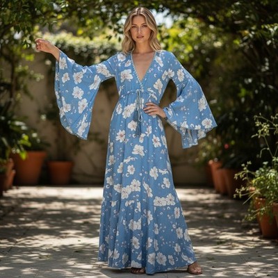 Anthropologie NEW Eze Sur Mer Floating Flowers Poche Bohemian Dress Size S