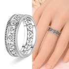 KUNSIR Vintage Band Ring with Hollow Heart SterlingSilver 925 Ring For Men Women