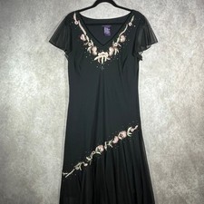 Vintage Metaphor Dress Women 18 Black Floral Short Sleeve Lined Y2K Cocktail