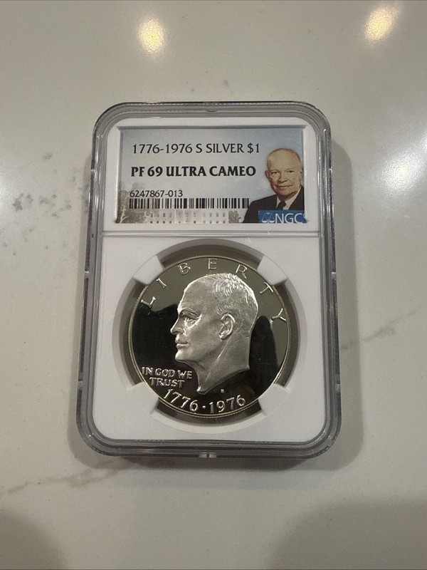 1776-1976 S Eisenhower “Ike” Silver Dollar, Bicentennial, NGC PF 69 Ultra Cameo
