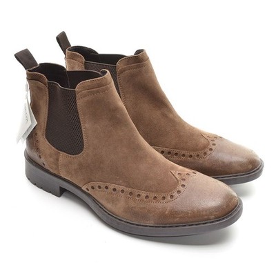 Men Geox Respira Kapsian Wingtip Chelsea Boots 45 / 12 M Brown Leather Shoes New