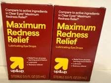 2 PACK Up&UP Clear Eyes Maximum Redness Relief Eye Drops, 0.5 Fl Oz EXP 5/2027+