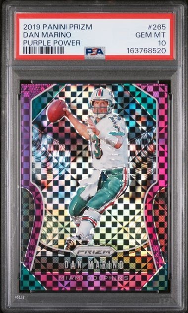 2019 Prizm Dan Marino #265 Purple Power /49 PSA 10