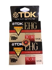 TDK EHG TC-30 VHS-C Super Avilyn Technology 2 Camcorder Blank Cassette Tapes