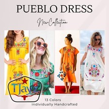 Mexican Handmade Pueblo Dress: Authentic Artisanal Craft, Vibrant Colors, Unique