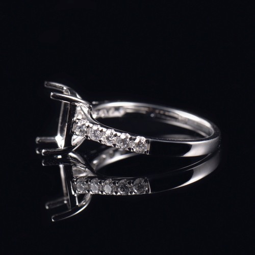 Natural Diamond Solid 14K White Gold Women Prong Ring Cushion Cut 9×7mm Setting - Picture 6 of 11