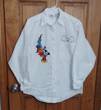 Vtg The Disney Store Mens Shirt Large Mickey Mouse Hats White Button Front