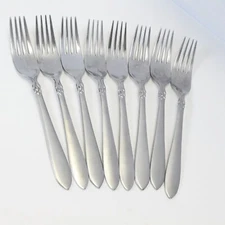 Oneida Jacqueline Simba Dinner Forks 8-1/4" Stainless  Lot of 8