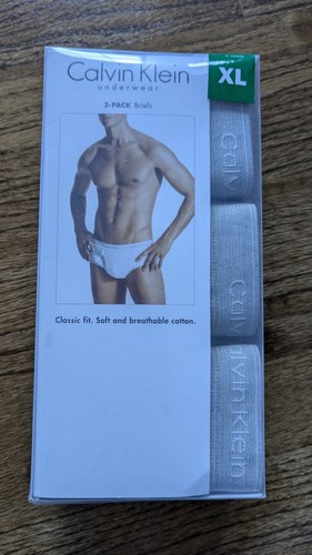 Vintage Style Calvin Klein Men's Briefs XL Underwear Grey 2016 3 Pack NIP NEW