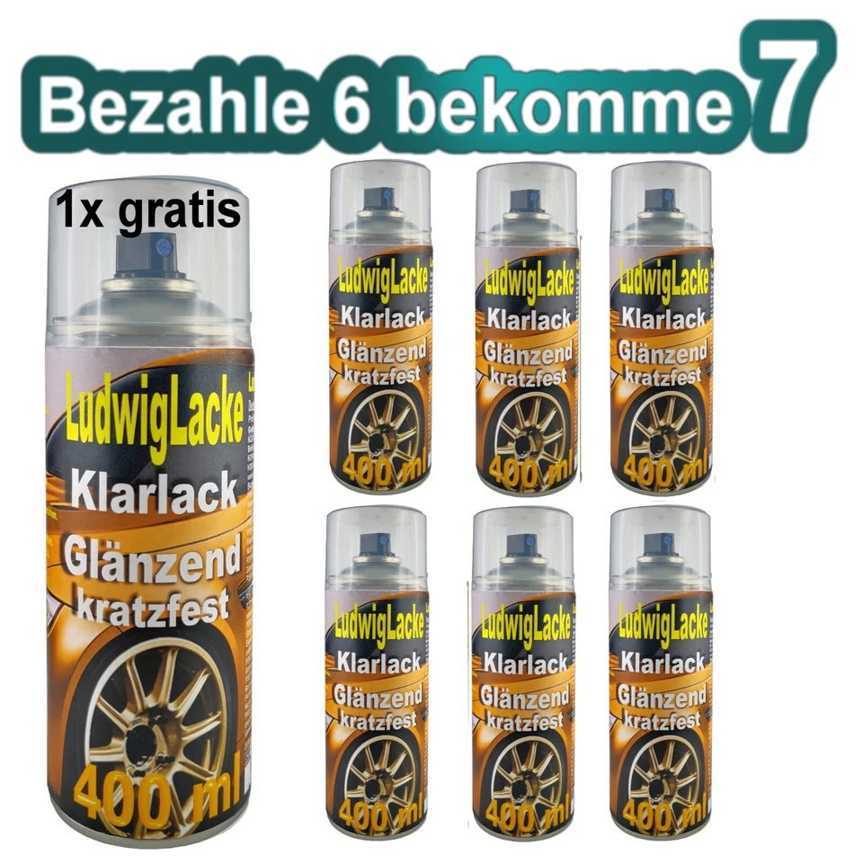 Schwarz matt 6 Spraydosen Autolack Lackspray je 400ml mit Haltegriff Ludwiglacke - Bild 3 von 4
