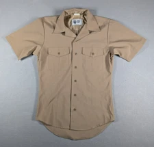US Navy Shirt Small Tan Athletic Fit Khaki Type 1 Defense Logistics Agency