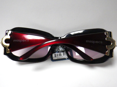 Mispecs Italy Design Red Oversized Sunglasses Gold Filigree Y2K Maroon 2000s Y2K Vintage Oversized Round Sunglasses. Women main image 2