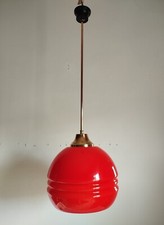 lampada sospensione vetro incamiciato rosso Vistosi anni '60