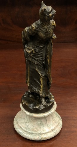 Vintage Egyptian Bastet Baast Bronze Statue Marble Base 10 Inches Tall - 第 9/11 張圖片