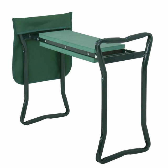 Folding Lawn Garden Kneeler Seat Bench Stool With Kneeling Pad And