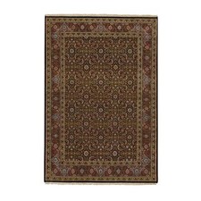 4' x 6'5" Navy Blue Herrita Design Wool/Silk Hand Knotted 250 KPSI Rug R65120