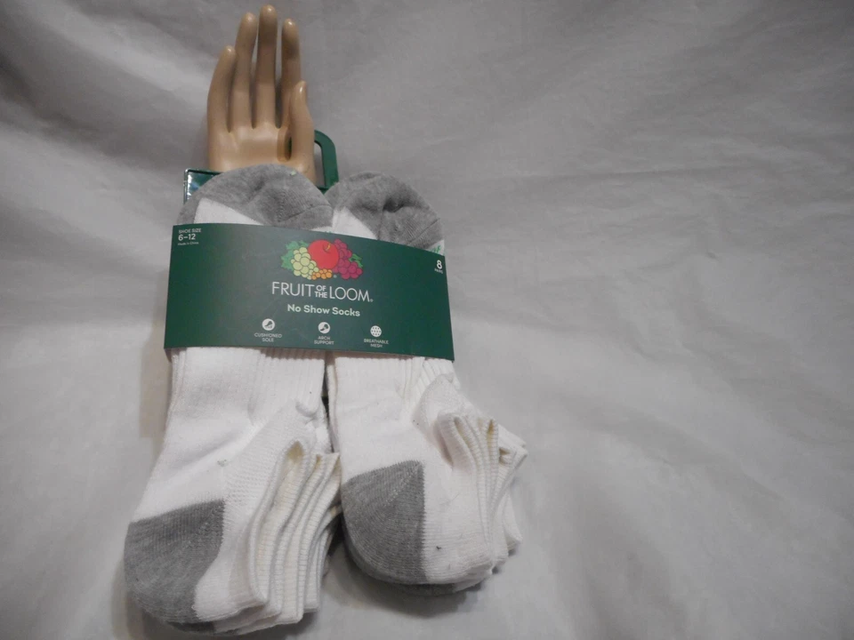 Женские носки Fruit Of The Loom 8 пар незаметные серые/белые размер обуви 6-12 - Изображение 4 из 4