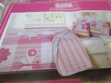 3 pcs Kids Expressions ELANA BUTTERFLY Reversible Twin Quilt Set  Pillow NEW