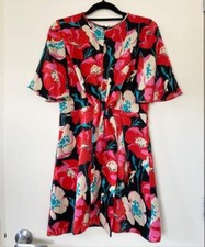 Red Floral Short Sleeve Dress