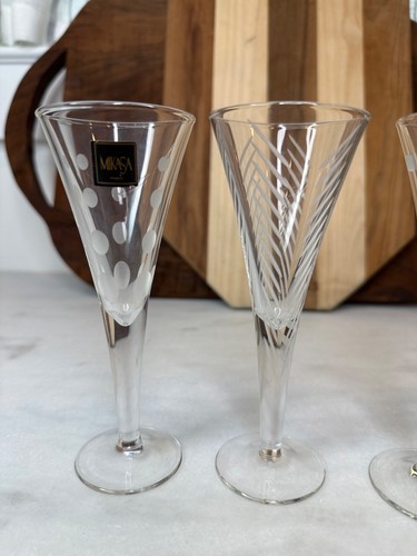 Mikasa Cheers Likör Cordial Gläser geriffelt geätzt 4er Set Muster - Bild 3 von 6