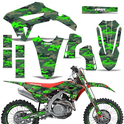 Custom Mx Decal Kit With Plate Honda Crf 450r Rw 21 Slash Camo Green Ebay
