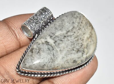 Wave Jasper Gemstone 2.3'' Handmade Pendant 925 Silver Plated U487-D159