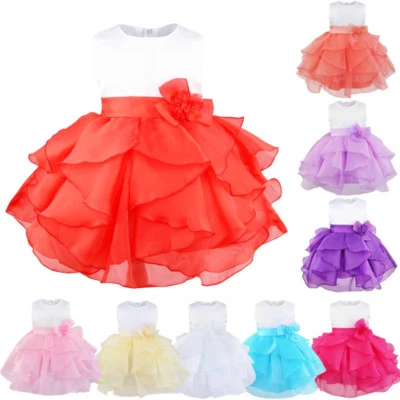 Neu Prinzessin Baby Mädchen Kleid Blume Taufe Tüll Hochzeit Party Kinder Kleidung