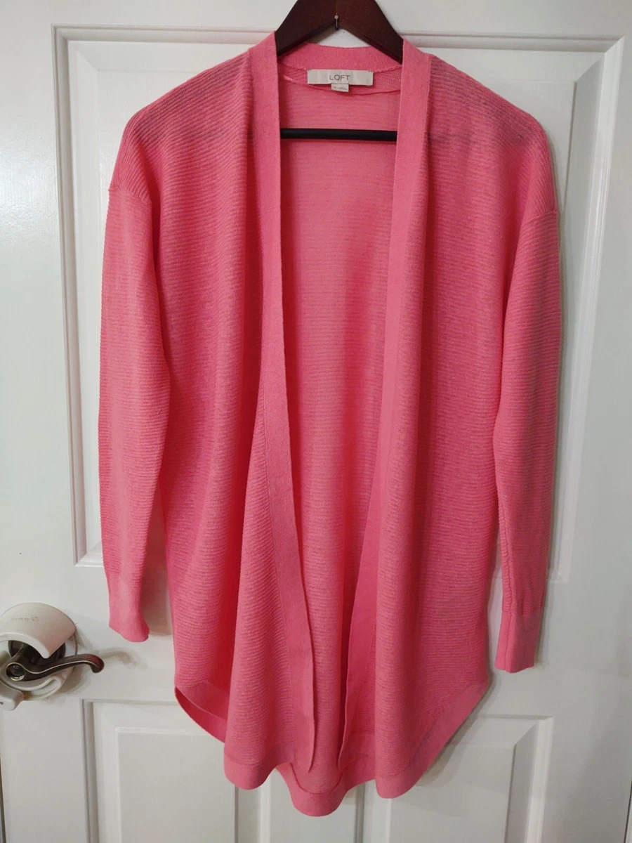 LOFT Lightweight Open Cardigan Sweater Pink Coral Size XS eBay